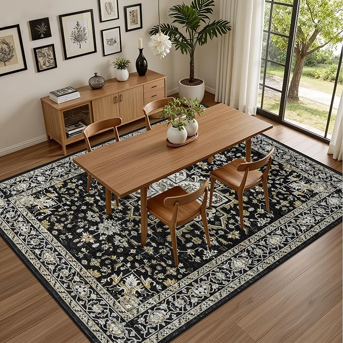 5x7 Area Rugs Living Room Rug: Washable Vintage Boho Medallion Rug No Slip - Image 5