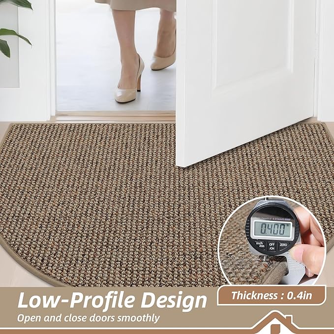 BEQHAUSE Dirt Trapper Door Mat 17" x 30" Half Circle Non Slip Washable Doormats - Image 5