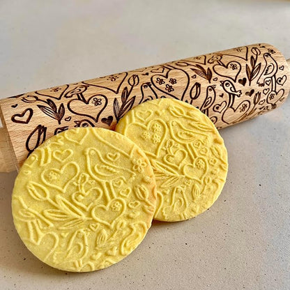 LOVE BIRDS Embossing Rolling Pin – Laser Engraved Dough Roller - Image 9