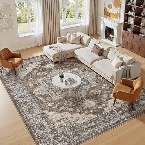 6x9 Area Rugs Living Room: Washable Vintage Rug Large Non-Slip Stain Resistant - Image 2