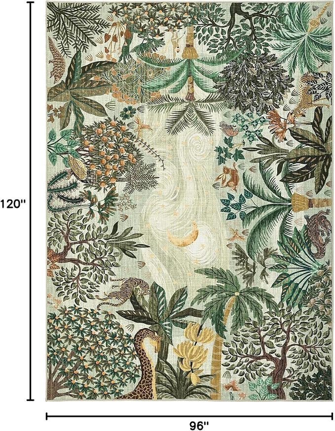 GarveeHome Area Rugs 8x10 for Living Room, Jungle Animal Large Washable Rug - Image 2