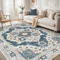 9x12 Washable Area Rug: Vintage Neutral Soft Non Slip Thin Large Floor Carpet by MICGEEK