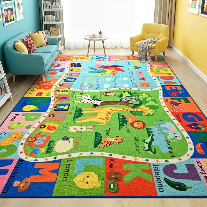 Maxsoft Kids Rug for Playroom, Educational 4x6 Play Mat for Classroom, Washable - Image 7