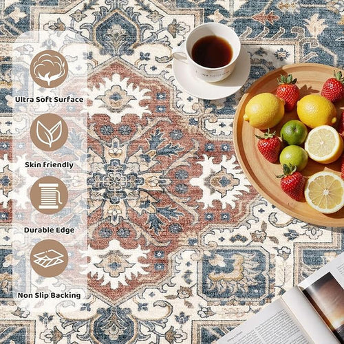 8ft Round Vintage Living Room Area Rug - Image 2