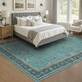 Teal 7x10 Large Rug for Living Room, Washable Soft Area Rugs for Bedroom Under by HazoHaus