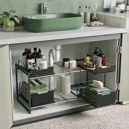 NETEL Adjustable Under Sink Organizers and Storage, Expandable Cabinet Storage by NETELOfficial