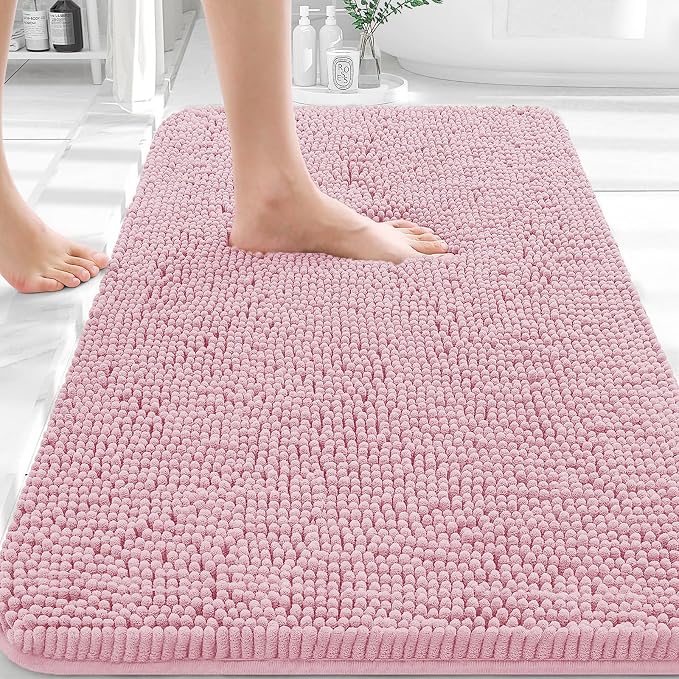 OLANLY Bathroom Rugs 32x20, Extra Soft Absorbent Chenille Bath Rugs, Rubber by OLANLY