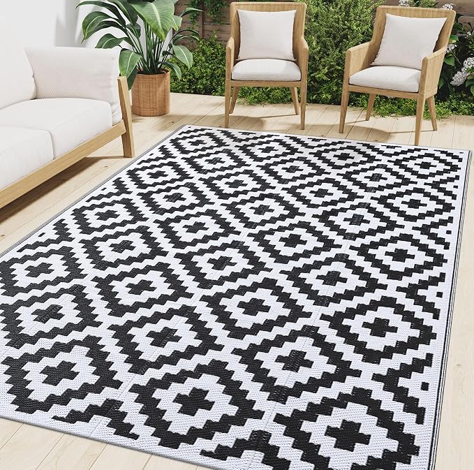 Smiry Waterproof Outdoor Rug 10X14 ft, Reversible Plastic Straw Patio Camping by Smiry