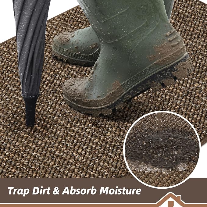 BEQHAUSE Dirt Trapper Door Mat 32" x 48" Half Circle Non-Slip Washable Doormats - Image 3