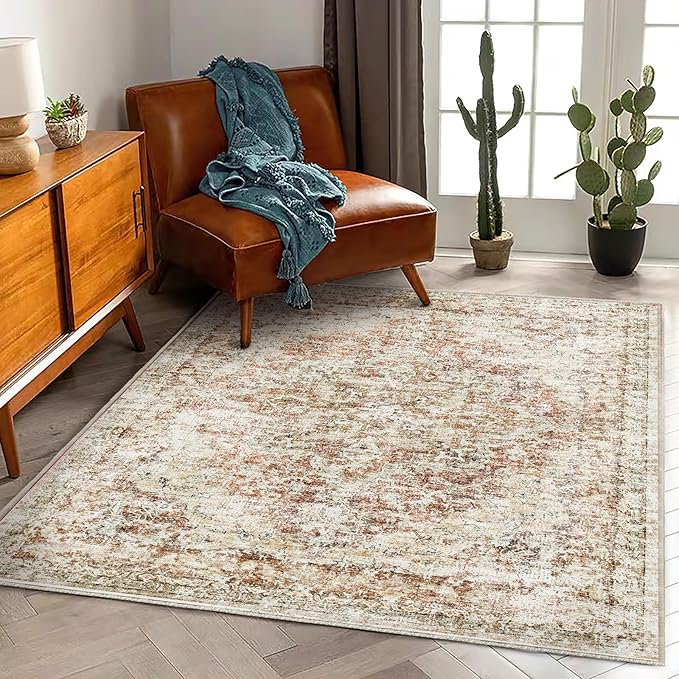 CHAMPLANT Washable Area Rug 4'x6' Vintage Traditional Floor Cover Foldable Thin - Image 2