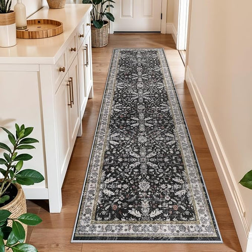 2x8ft Kitchen Rug Runners Washable Non Slip – Boho Floral Carpet Runner by BYYVOORugsforYourHome