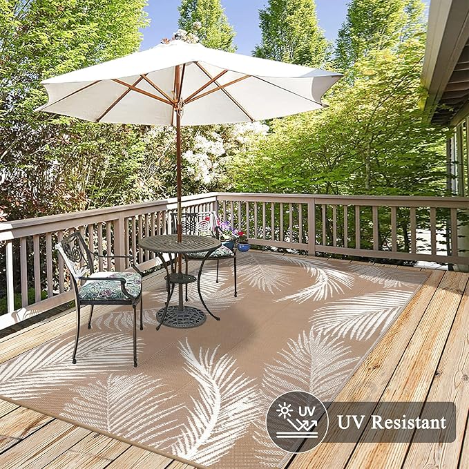 Pauwer Waterproof Outdoor Rug 6x9, Reversible Plastic Straw Patio Camping Rug - Image 4