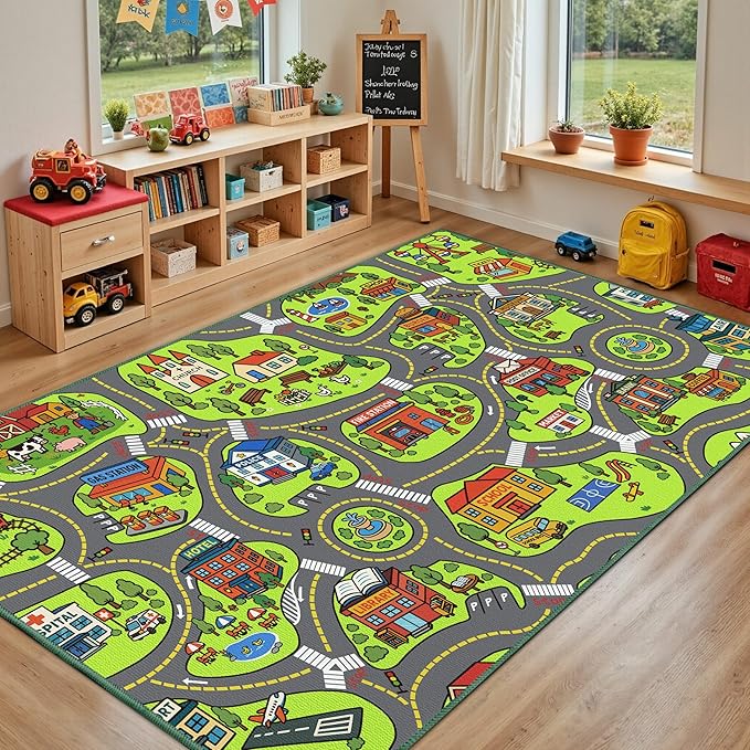 Upgrade Ultra Non Slip Kids Car Rug, Kids Road Playmat Rug by ArenaRug