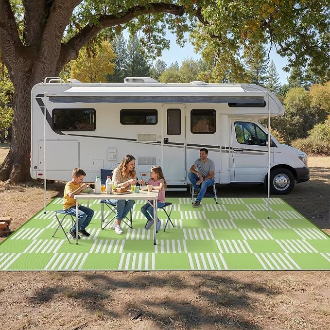 Garvee Waterproof Outdoor Rug 6x9, Checkered Foldable Plastic Straw Patio - Image 7