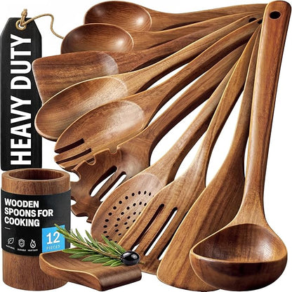 Zulay Kitchen 12-Piece Teak Wooden Utensils by ZulayKitchen
