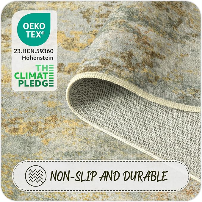 Green Round Rugs 6ft Washable Circle Area Rug - Image 5