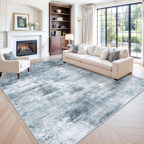 10x10 ft Square Living Room Rug – Washable Modern Abstract Area Rug by ZHXXUJ