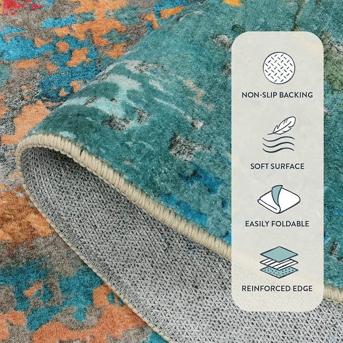 Lahome Modern Abstract Area Rugs 5x7, Large Washable Rugs - Image 4