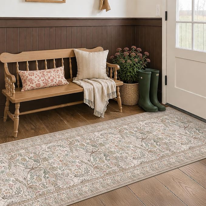 Traditional Cottagecore 2'6"x10' Hallway Runner Rug Non Slip by Evyhood