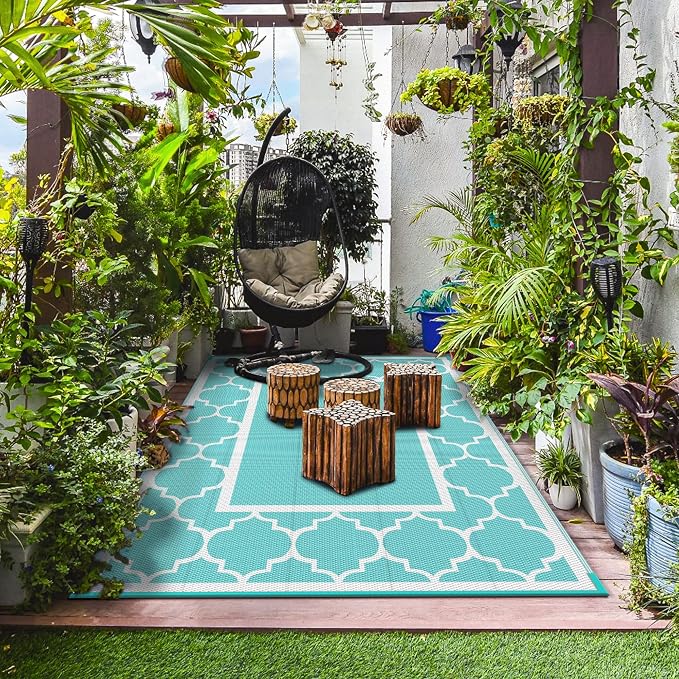 GENIMO 8 ' x 10 ' Outdoor Rug for Patio Clearance, Waterproof Indoor Outdoor - Image 3