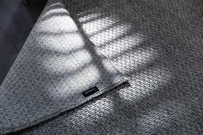CAMILSON Indoor and Outdoor Runner Rug Gray Solid Boho Woven Design - Image 5
