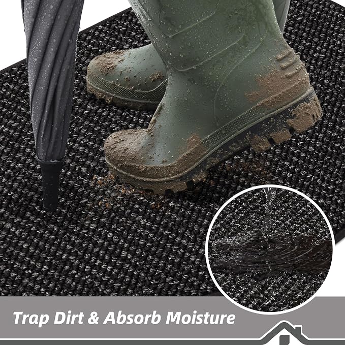 BEQHAUSE Dirt Trapper Door Mat 26" x 40" Half Circle Non-Slip Washable Doormats - Image 3