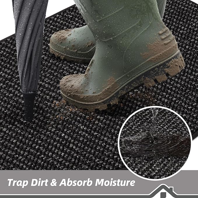 BEQHAUSE Dirt Trapper Door Mat 17" x 30" Half Circle Non Slip Washable Doormats - Image 3