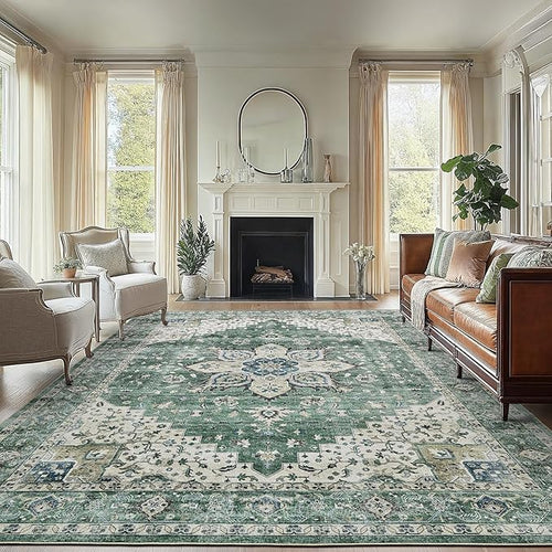 AMADA HOMEFURNISHING 9x12 Area Rug, Washable Low-Profile Large Area Rug by AMADAHOMEFURNISHING