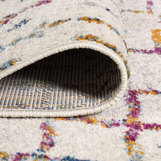 JONATHAN Y Boho Vintage Diamond Ivory/Multi Indoor Area Rug 8X10 ft, Moroccan - Image 5
