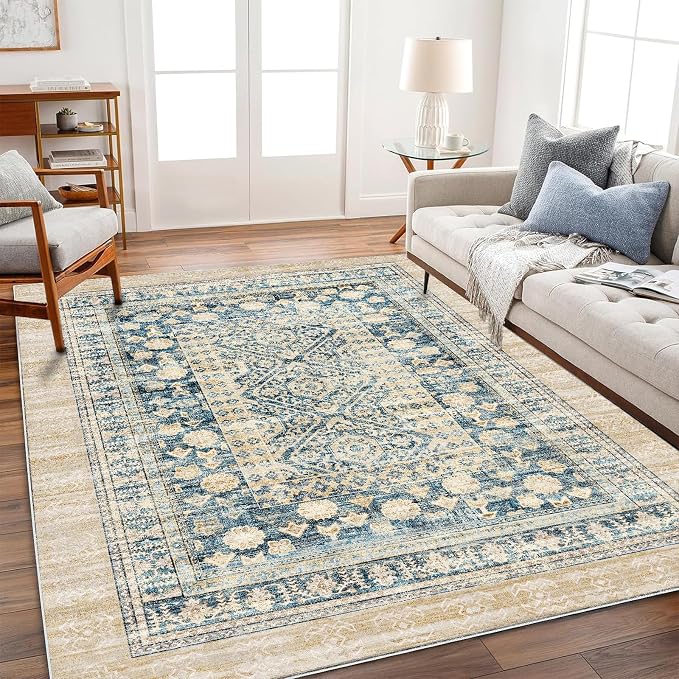 CHAMPLANT Area Rug 5'x7' Washable Rug Vintage Traditional Floor Cover Thin by CHAMPLANT