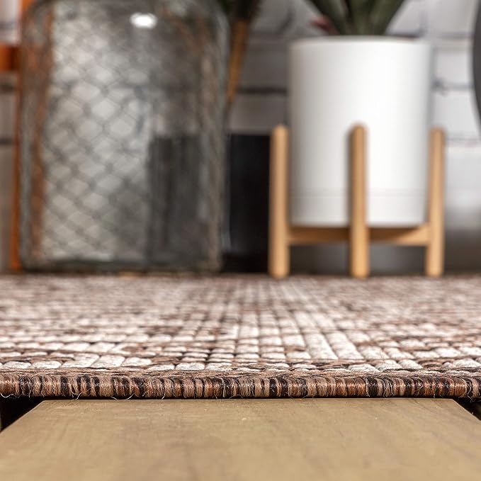 JONATHAN Y Vintage Filigree Indoor Outdoor Area Rug 9X12 Taupe/Espresso - Image 7