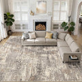 10x12 Area Rug Living Room: Washable Large Abstract Neutral Modern Soft Rug by LOONGRUG