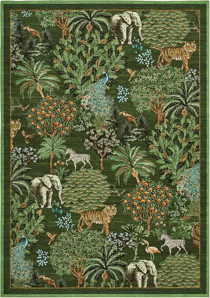 GarveeHome Jungle Animal Print Rug 5x7 Washable Area Rugs - Image 4