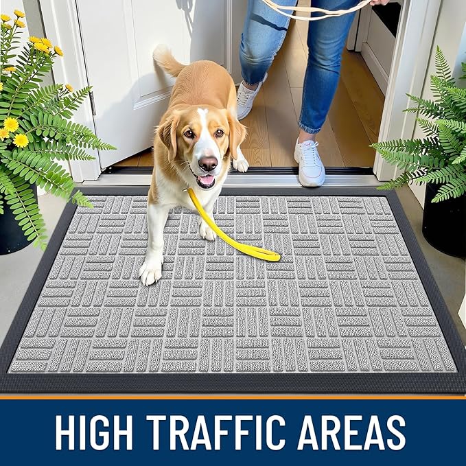 OLANLY Front Door Mat Outside Entrance 59x34, Heavy Duty Sturdy Natural Rubber - Image 6