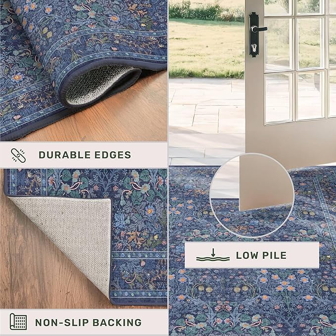 Dark Blue 2'6" x 8' Runners for Hallways Non Slip, Extra Long Floor Runner for - Image 5