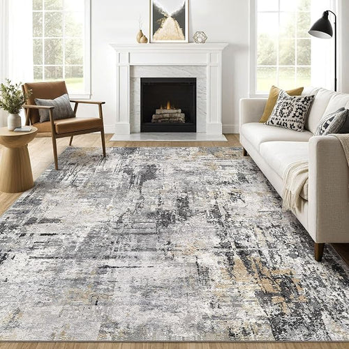 8x10 Area Rugs Living Room: Washable Large Abstract Soft Stain Resistant Indoor by LOONGRUG