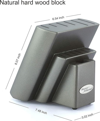 Marco Almond Knife Set with Block, 14 Piece Rainbow Titanium Knife Block Set - Image 9
