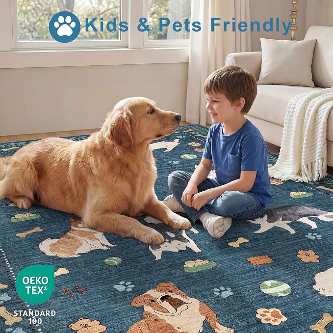 DUKINO 2x4 Runner Rug for Entryway, Animal Dog Print Washable Kitchen Rug - Image 4