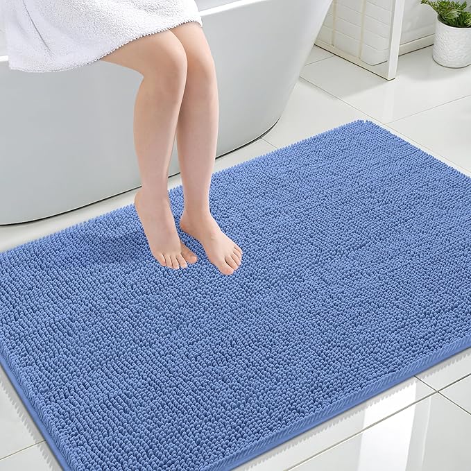 OLANLY Large Bathroom Rugs 44x32, Soft Absorbent Chenille Bath Rugs, Rubber by OLANLY