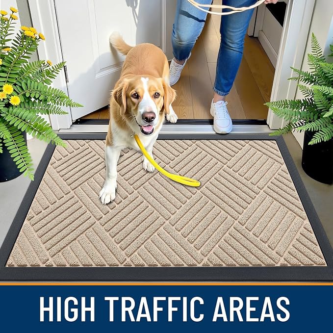 OLANLY Front Door Mat Outside Entrance 35x23, Heavy Duty Sturdy Natural Rubber - Image 5