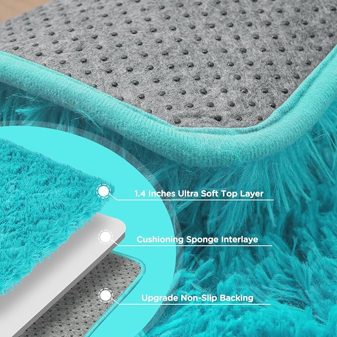 Teal Shag Area Rug for Bedroom, 4x6 Fluffy Shaggy Rugs for Living Room Boys - Image 7