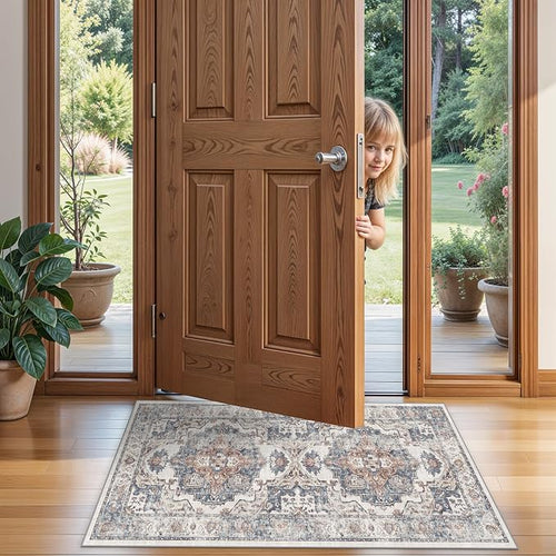 2x4 Washable Kitchen Runner Rug: Vintage Non-Slip Low Pile Entryway Area Rugs - Image 2