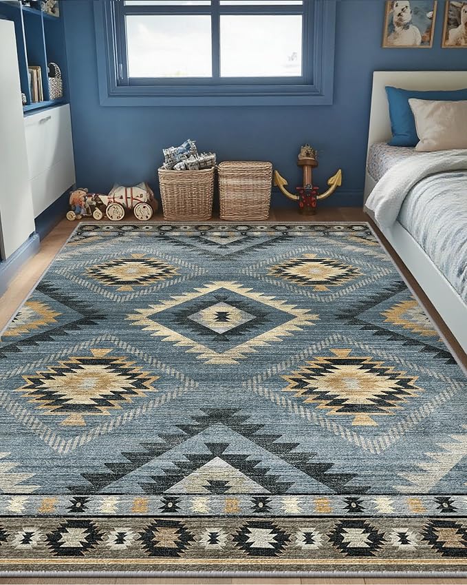 BESTSWEETIE Area Rug 6x9 Rug Machine Washable Rug Non-Slip Low Pile Print by BESTSWEETIE