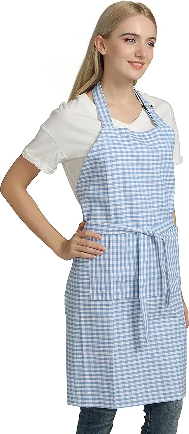Vintage Gingham Kitchen Aprons Chef Bib Canvas Aprons Christmas Holiday Home - Image 4