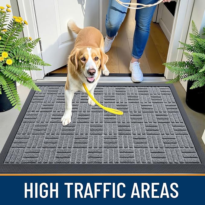 OLANLY Front Door Mat Outside Entrance 59x34, Heavy Duty Sturdy Natural Rubber - Image 5