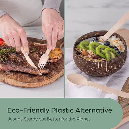 Wooden Compostable Utensils Set 6480 PCS Sturdy Wood Disposable Cutlery - Image 2