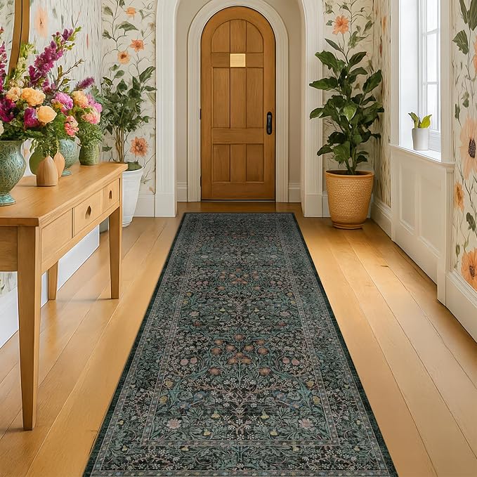Vintage 3x8 Wide Runners for Hallways, Long 8ft Floor Runner for Kitchen by HazoHaus