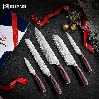 KEEMAKE Knife Set 5 Pieces, Professional Kitchen Knife Set, High Carbon - Image 8