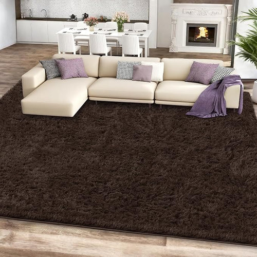 9x12 Brown Area Rugs for Living Room, Large Fluffy Shag Rug for Bedroom Nursery - Image 2