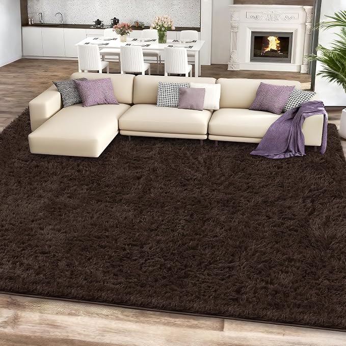 5x7 Brown Area Rugs for Living Room, Fluffy Shag Rug for Bedroom Nursery - Image 2